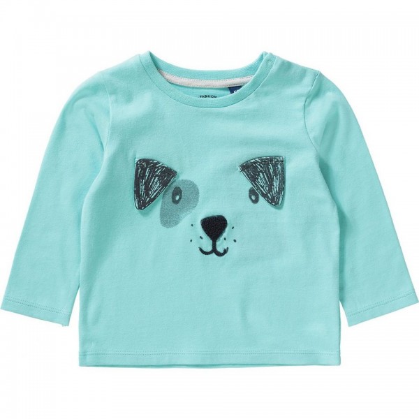 TOM TAILOR Baby Langarmshirt mit Hunde- Print, blau, unifarben mit Print, Gr.74