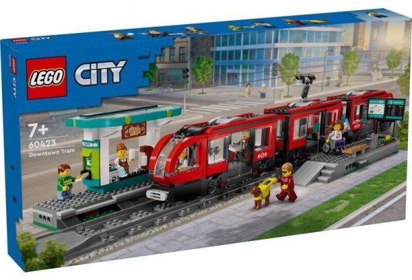 Lego ® Straßenbahn mit Haltestelle