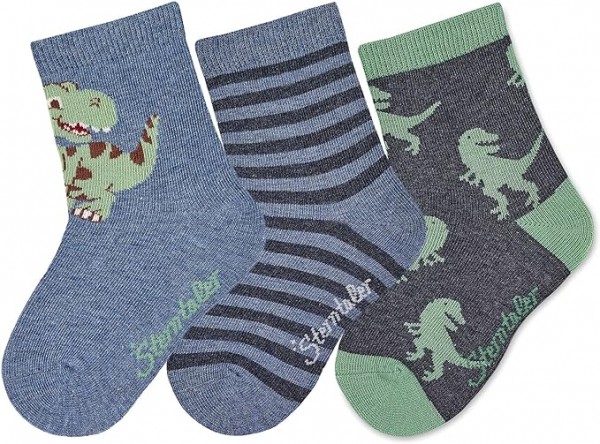 Sterntaler Söckchen 3er-Pack Dino tintenblau mel.